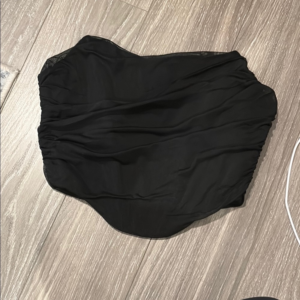 Black Ruched Corset Tube Top